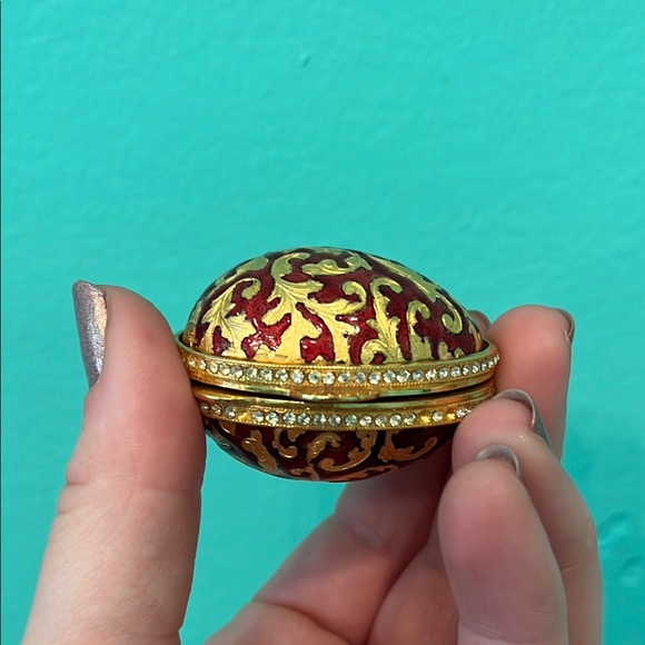 Vintage Red and Gold Decorative Trinket Box from Italy